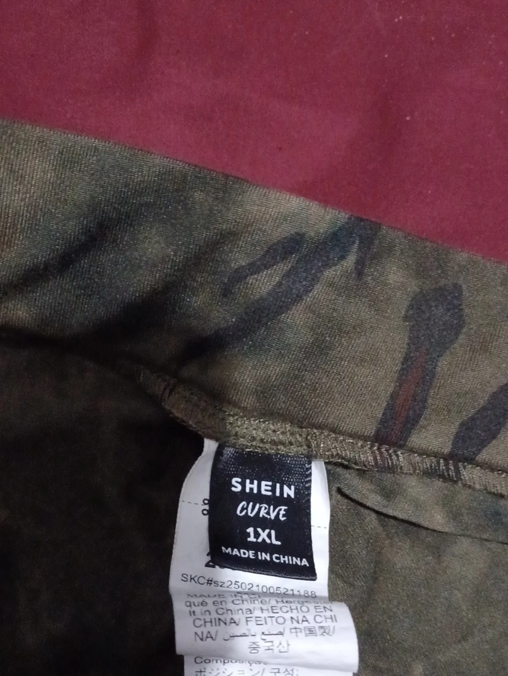 SHEIN Green Camo Two-Piece Crop Top & Wide Leg Pants Set - Size 1X